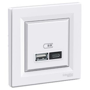 РОЗЕТКА USB ТИП А+С 2,4А ASFORA БІЛИЙ (арт. EPH2700321) 00000015180 фото
