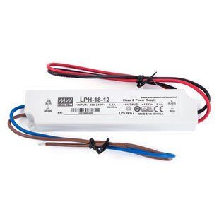 Імпульсне джерело живлення AC/DC, LED-драйвер, 18Вт, 12В, 1.5А, IP67 140*30*22 (арт. LPV-18-12) 00000008397 фото