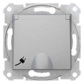 Розетка з заземл., кришкою та шторками IP20 Sedna алюміній (арт. SDN3100160) 00000008213 фото