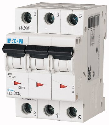 Автоматичний вимикач 3pol PL6-B 63A (арт. 286595) 00000003930 фото