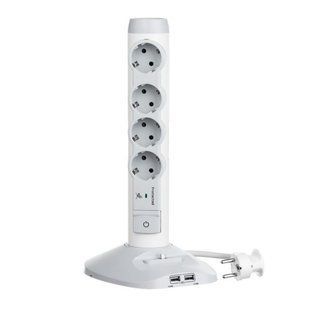 Подовжувач вертикальний 4x2К+З 2хUSB 1хmicroUSB+розрядник 2м Legrand білий/сірий (арт. 694614) 00000010234 фото
