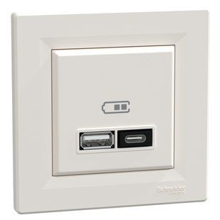РОЗЕТКА USB ТИП А+С 2,4А ASFORA БІЛИЙ (арт. EPH2700321) 00000020388 фото