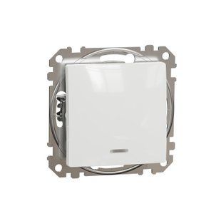 Кнопковий вимикач з синьою LED підсвіткою Sedna Design білий (арт. SDD111111L) 00000016209 фото