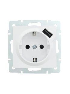 VESNA БІЛИЙ Розетка з/з +USB (10шт/120шт) (арт. 742-0288-181) 00000017307 фото