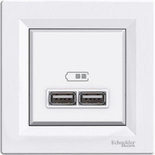 РОЗЕТКА USB-ПОДВІЙНА 2.1A ASFORA БІЛИЙ (арт. EPH2700221) 00000006970 фото