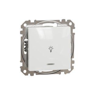 Кнопковий вимикач з символом "Світло" та синьою LED підсвіткою Sedna Design білий (арт. SDD111132L) 00000016211 фото