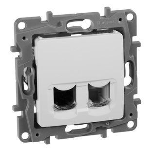 Розетка телефон.RJ11 + комп.RJ45 ETIKA білий (арт. 672252) 00000009402 фото