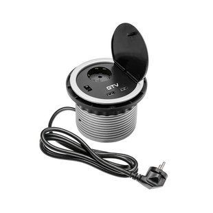 Подовжувач для офісу &Oslash; 100 мм на 1 розетку з заземленням SCHUKO, зарядка USB 5V 2A, сірий 00000008667 фото