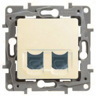Розетка телефон.RJ11 + комп.RJ45 ETIKA сл.кістка (арт. 672352) 00000009403 фото