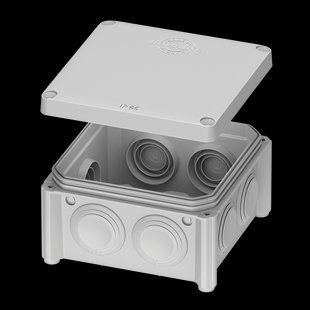 Розподільча коробка IP55 85х85х40 самозатухаюча, зовнішн. монтажу, PLANK (50шт.) (арт. PLK6505650) 00000012893 фото