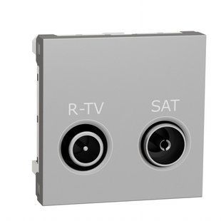 Розетка TV-R SAT індивідуальна /2мод. Unica new алюміній (арт. NU345430) 00000009903 фото