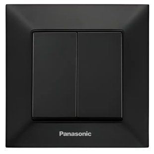 Вимикач 2 кл. чорний Panasonic Arkedia Slim 00000019852 фото
