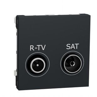 Розетка TV-R SAT індивідуальна /2мод. Unica new антрацит (арт. NU345454) 00000009783 фото