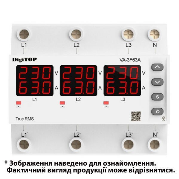 Реле напруги і струму DIGITOP VA-3F63A M6R 00000019254 фото