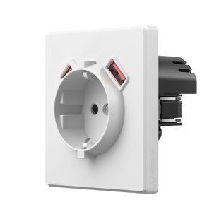 Розетка одинарна із заземленням USB-A+C 20W біла матова VIDEX NOTA (VF-NT-SK1GUC-WH) 00000024716 фото