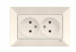 Розетка 2скр. MERIDIAN (крем) (арт. 90970255-WH) 00000003075 фото