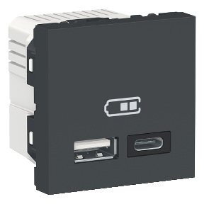Розетка USB подвійна А+С 2.4А /2мод. Unica new антрацит (арт. NU301854) 00000009786 фото
