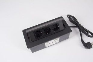 Подовжувач для офісу SOFT на 3 розетки з заземленням SCHUKO чорний + провід з вилкою 00000008666 фото