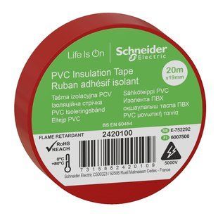 Ізоляційна стрічка Schneider 19mm x 20m, червоний (8шт.) 00000008356 фото