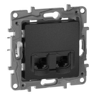 Розетка комп. 2-а RJ45 Кат.5е UTP ETIKA Антрацит (арт. 672655) 00000007209 фото
