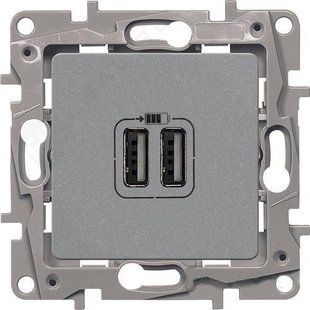 Розетка для зарядки 2хUSB ETIKA алюміній (арт. 672494) 00000009386 фото