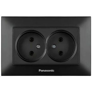 Pозетка подвійна б/з чорний Panasonic Arkedia Slim 00000019862 фото