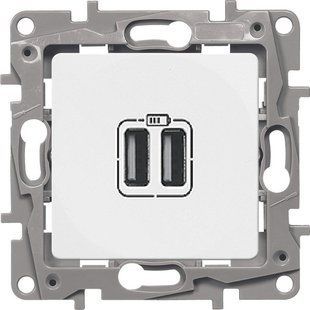 Розетка для зарядки 2хUSB ETIKA білий (арт. 672294) 00000007681 фото
