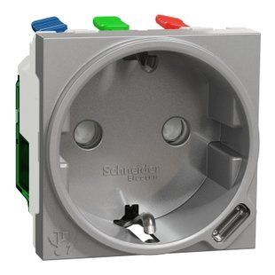 Розетка з заземл. та USB тип С 2,1А /2мод. Unica new алюміній (арт. NU301730) 00000015503 фото
