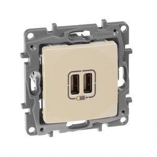 Розетка для зарядки 2хUSB ETIKA сл.кістка (арт. 672394) 00000009432 фото