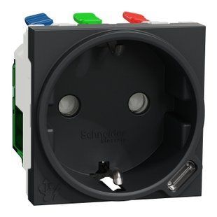 Розетка з заземл. та USB тип С 2,1А /2мод. Unica new антрацит (арт. NU301754) 00000015504 фото