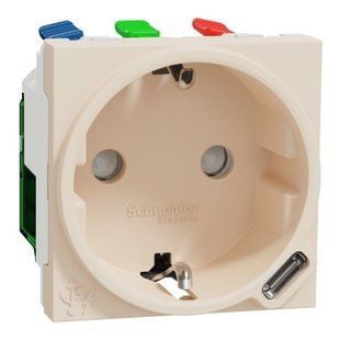 Розетка з заземл. та USB тип С 2,1А /2мод. Unica new беж (арт. NU301744) 00000015502 фото
