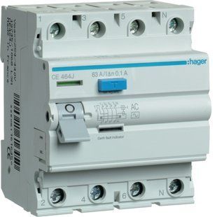 CE464J ПЗВ 4P 63A 100mA AC Hager (арт. CE464J) 00000016751 фото
